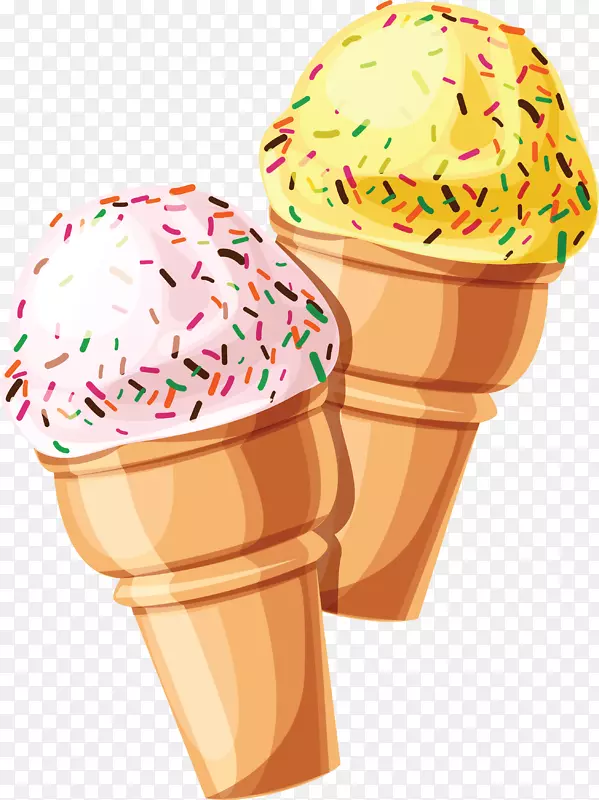 冰淇淋圆锥形圣代奶昔-冰淇淋