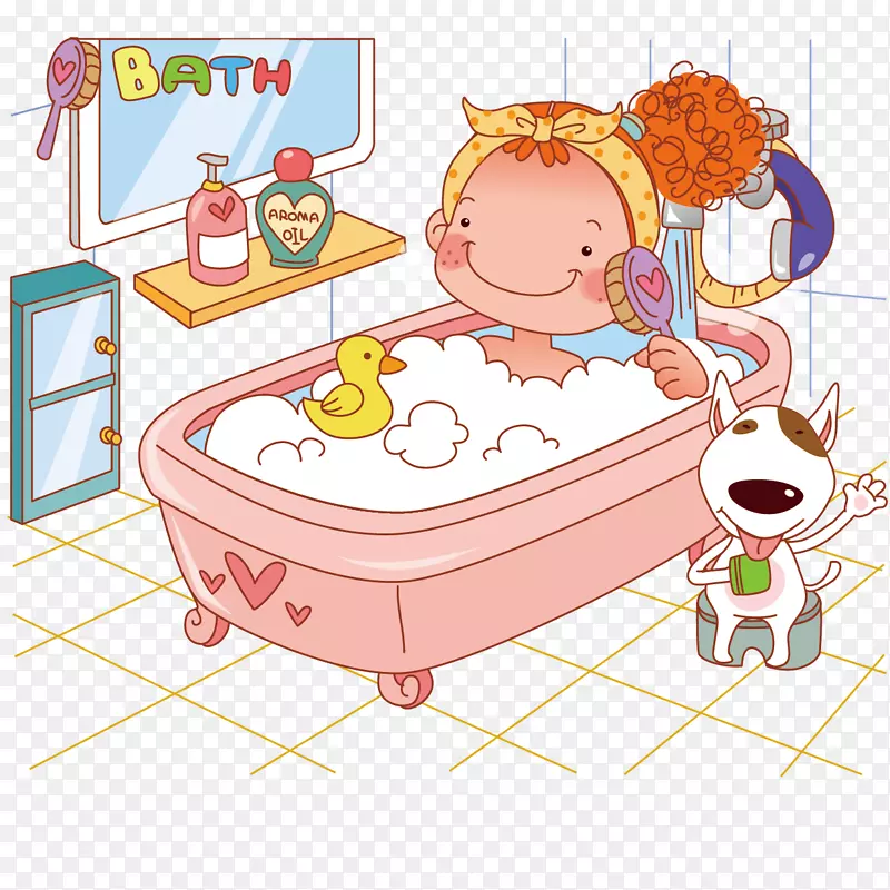 沐浴剪贴画卡通形象图形-有趣的沐浴