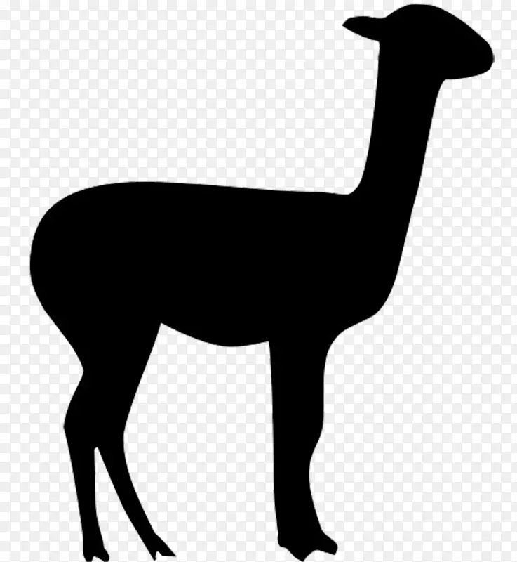 骆驼羊驼剪贴画动物剪影骆驼-动物剪影