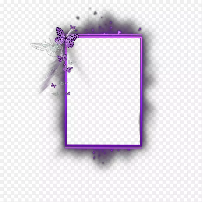 产品设计画框矩形字体紫色蝴蝶边框模板