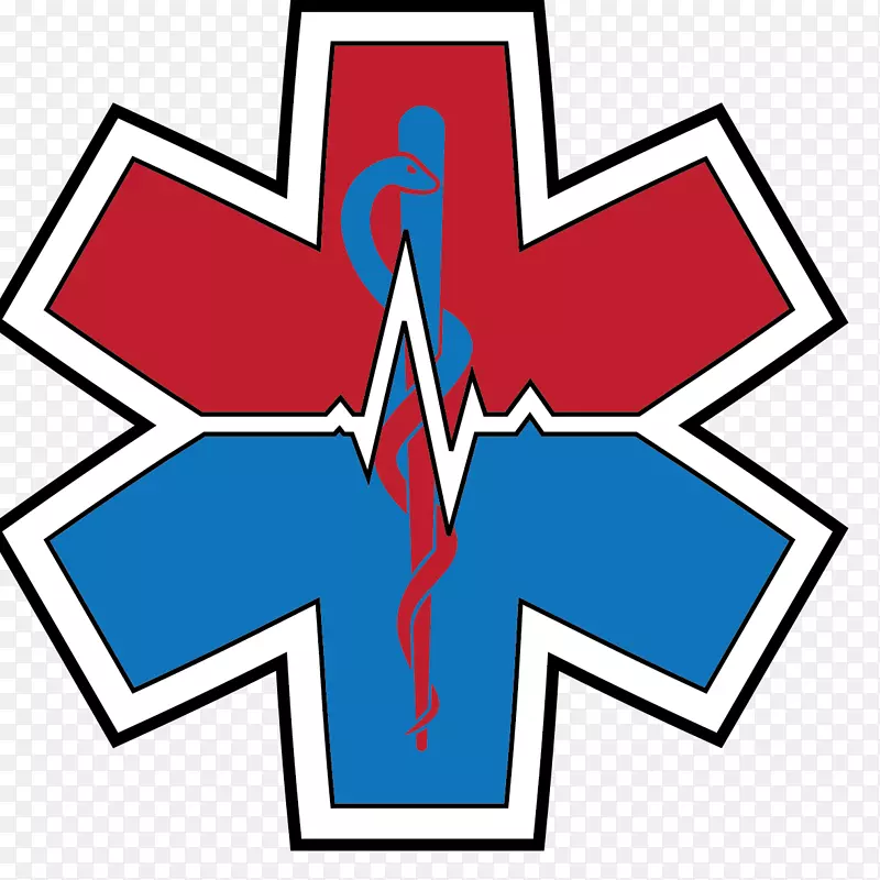生命之星急救医疗技术员紧急医疗服务辅助医护人员标志-消防员