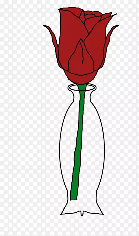 花园玫瑰剪贴画卡通植物茎线艺术