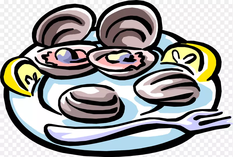 牡蛎夹艺术蛤蜊贝类插图.牡蛎