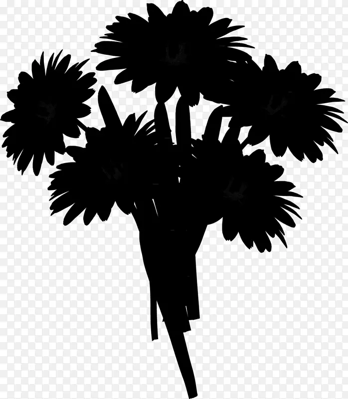 棕榈树剪影花叶分枝