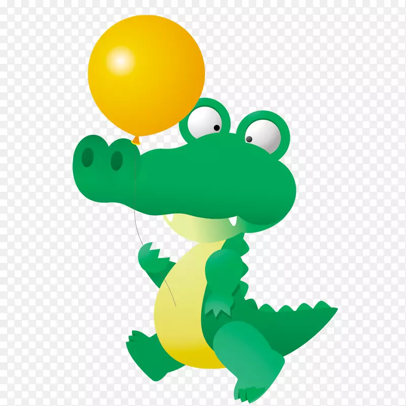 鳄鱼和鳄鱼爬行动物生日-装饰绿色