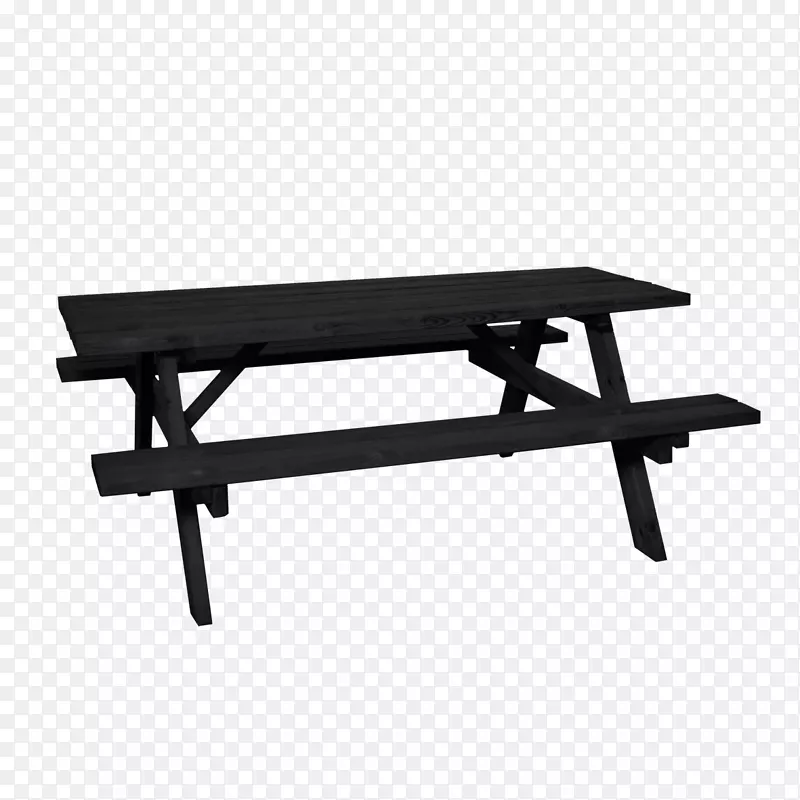 野餐桌黑色长凳花园桌
