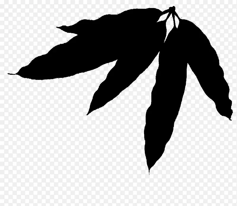 黑白-m叶字形剪影树