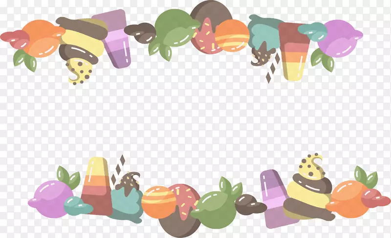 冰淇淋锥，冰淇淋筒，雪糕车卡通-彩色框架
