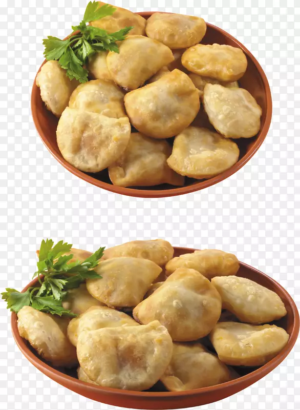中式土豆泥饺子、菜、炸薯条-粽子、饺子
