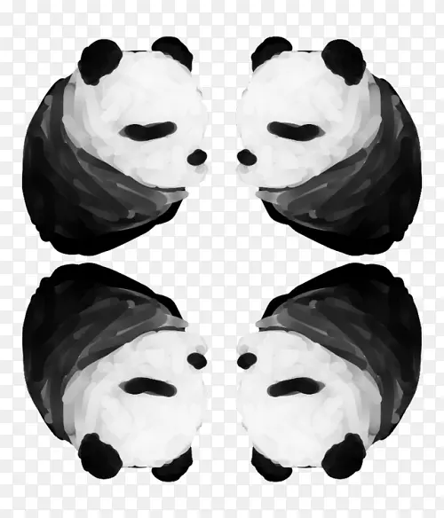 大熊猫可爱的黑白电子邮件头饰-熊猫画PNG Tumblr