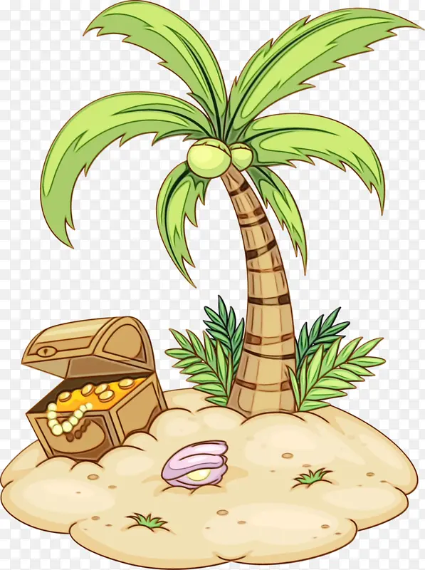 海盗 卡通 棕榈树