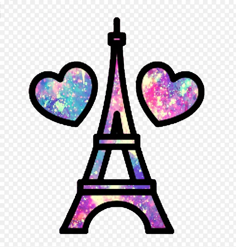 埃菲尔铁塔巴黎铁塔心形粉色贴纸
