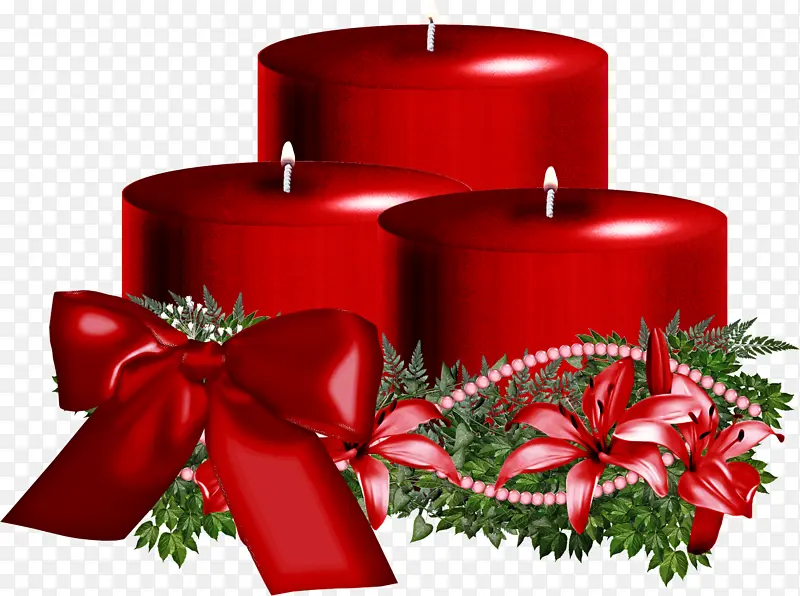 红色 圣诞装饰 蜡烛