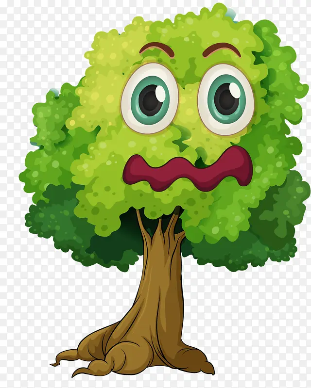 卡通 绿色 树木