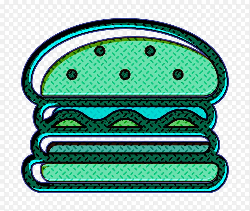 汉堡图标 线性颜色食品套装图标 食品图标