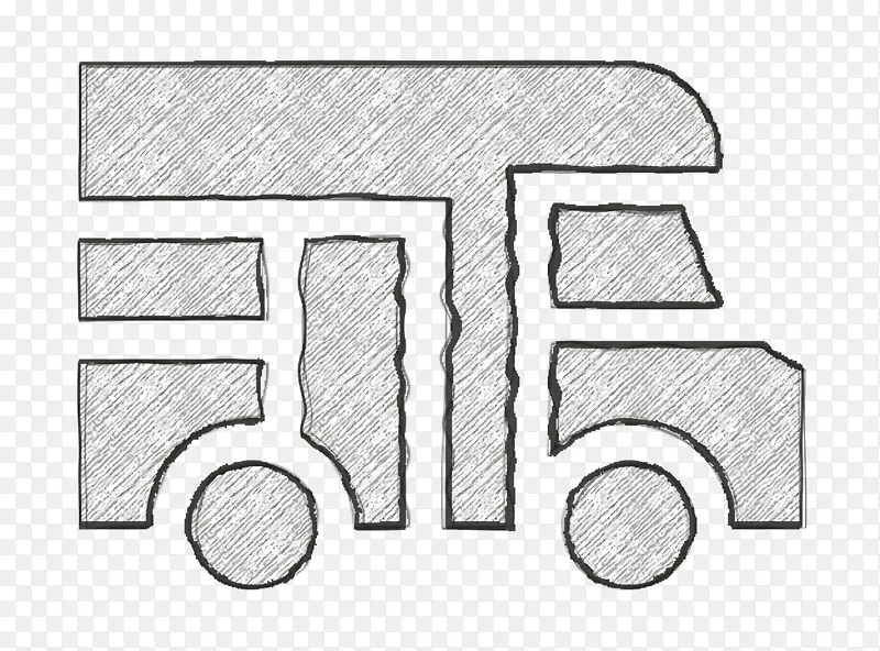 商队图标 车辆和运输工具图标 线条