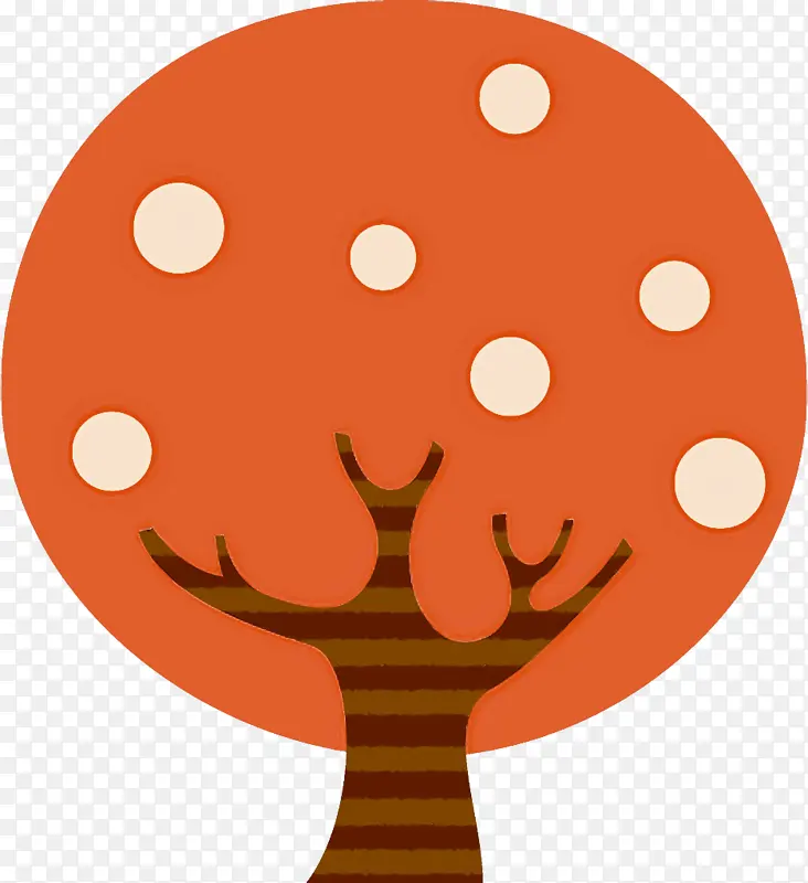 秋天的树 抽象卡通树 橙色