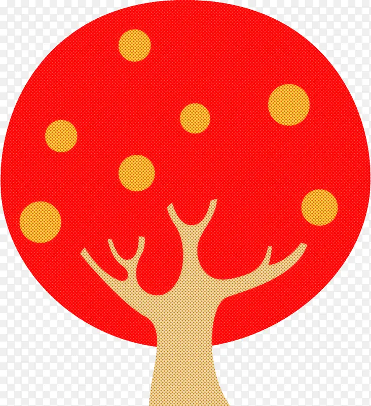 秋天的树 抽象卡通树 红色