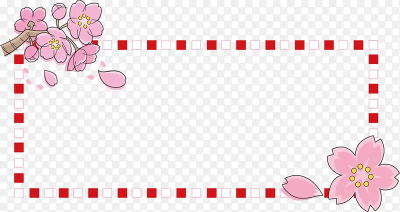 樱花相框樱花相框花朵相框粉色心形文字花瓣相框洋红