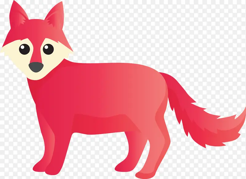 水彩狐狸 粉色 红色