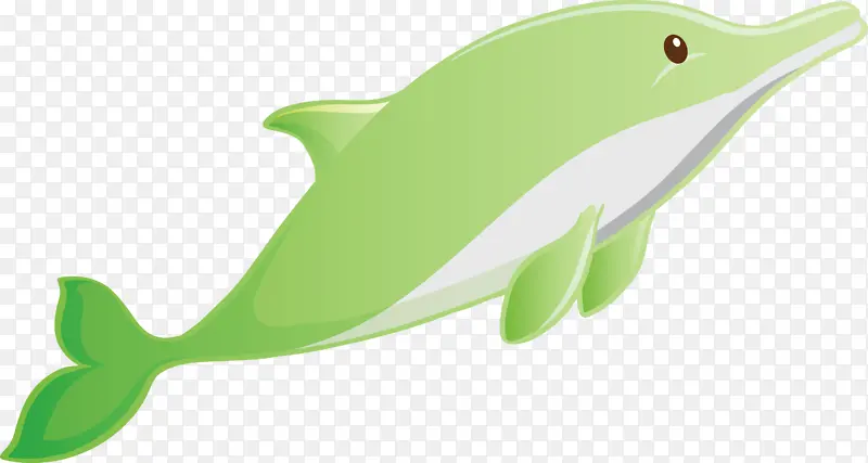 水彩海豚 绿色 动物形象
