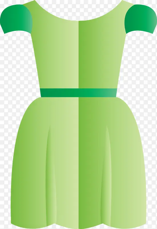 水彩连衣裙 绿色 衣服