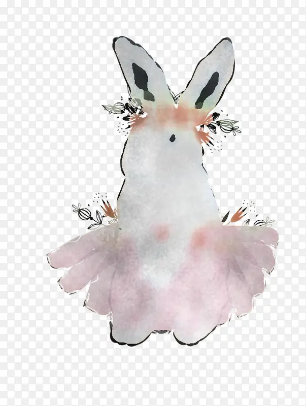 白色 粉色 兔子