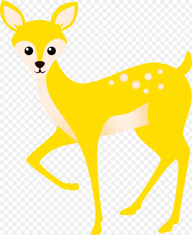 水彩鹿 黄色 野生动物