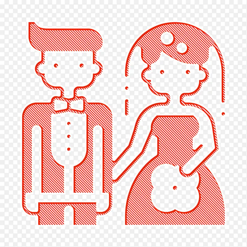 新娘图标 婚礼图标 红色