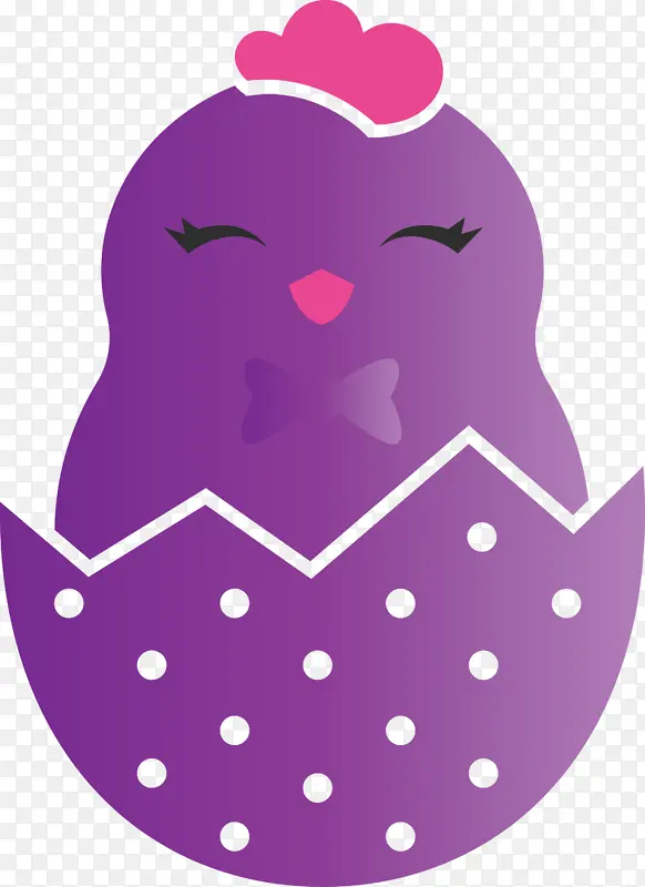 蛋壳小鸡复活节可爱小鸡紫色粉色紫色圆点洋红