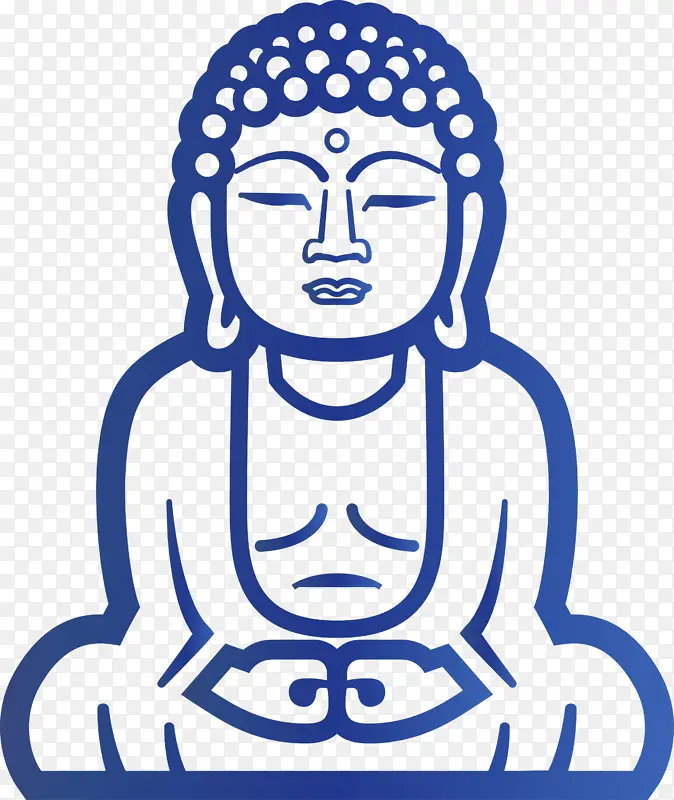 佛陀 线条艺术 蓝色