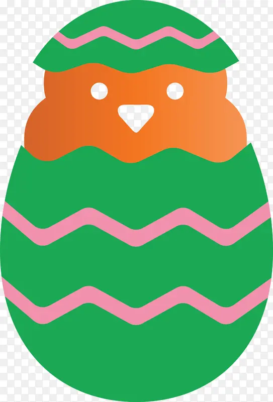 鸡蛋里的小鸡复活节快乐绿色卡通