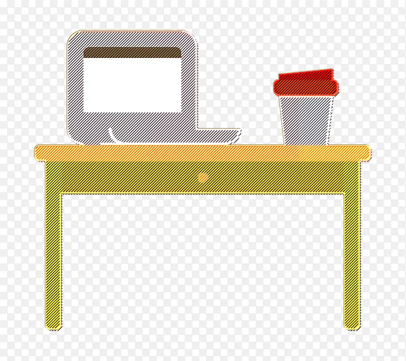 办公桌图标 笔记本电脑图标 咖啡图标
