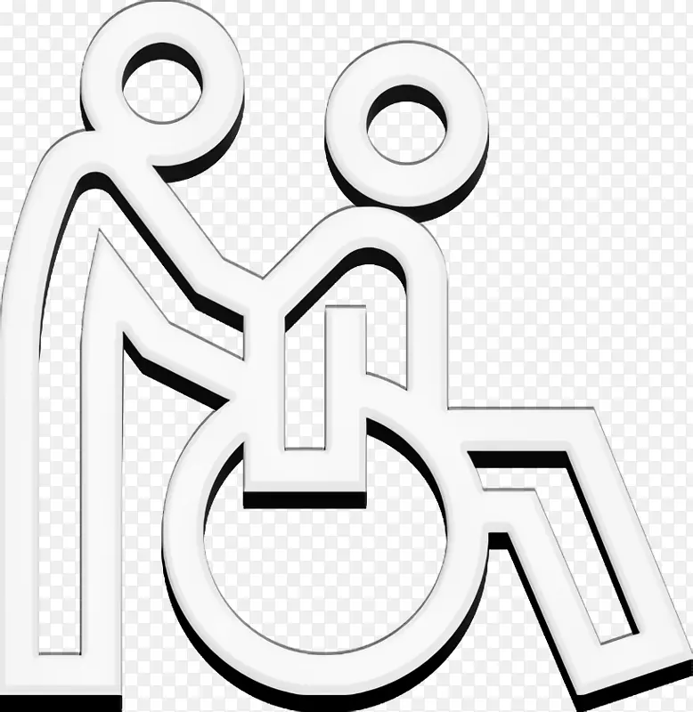 残疾人图标 轮椅图标 线条艺术