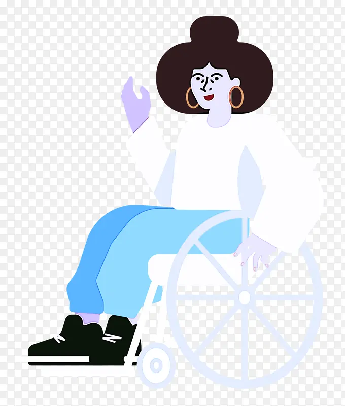 轮椅 卡通 男性