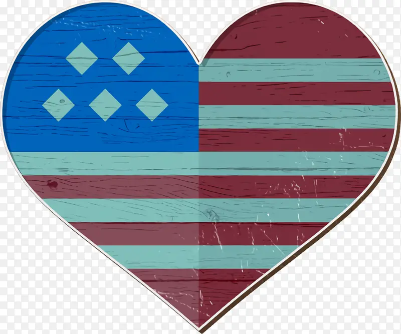 美国图标 蓝绿色 心脏