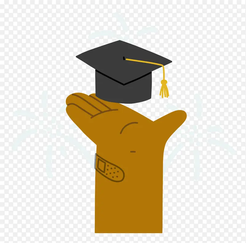 毕业 方形学术帽 黄色