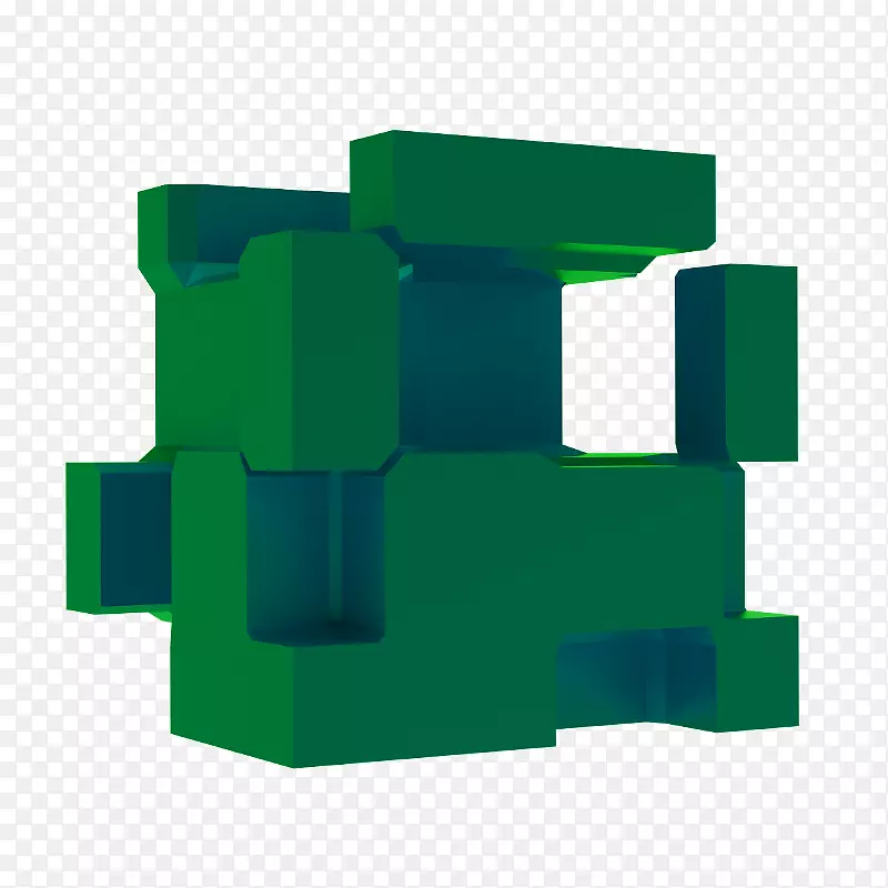 绿色多边形不规则3D立体建模设