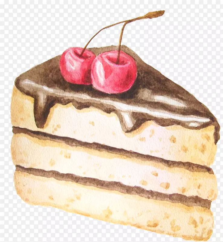 手绘水彩风甜品食物蛋糕