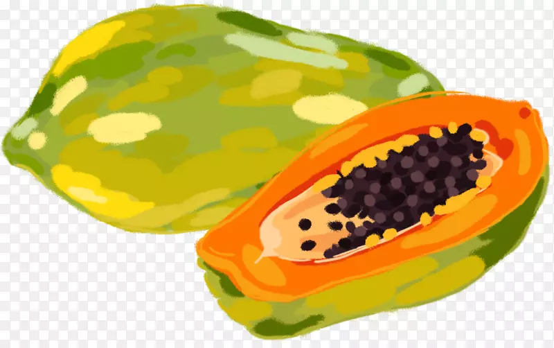 卡通简约美食装饰广告设计木瓜