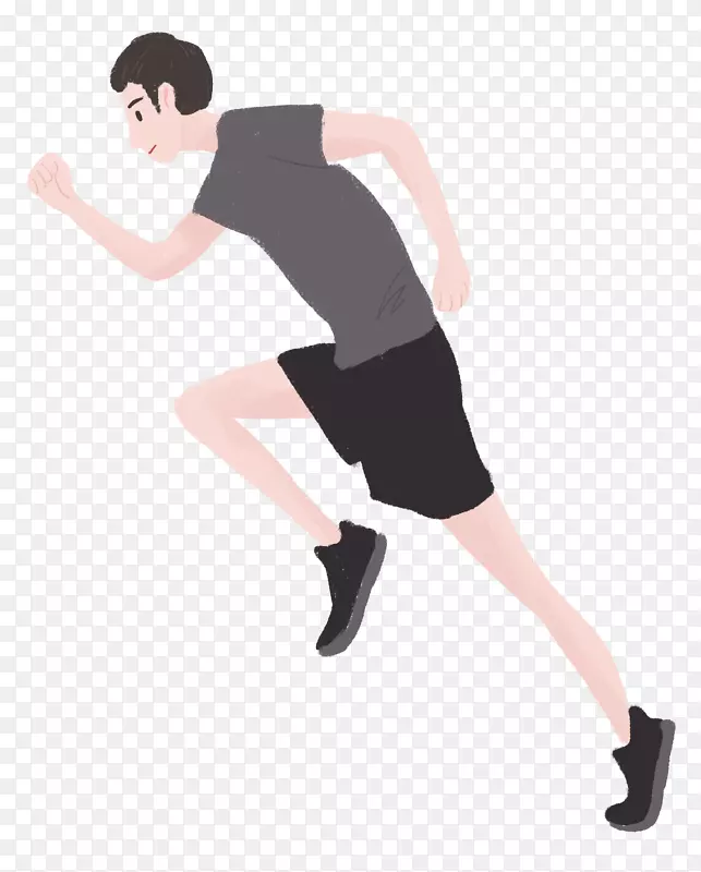 手绘人物插画跑步起跑的男孩