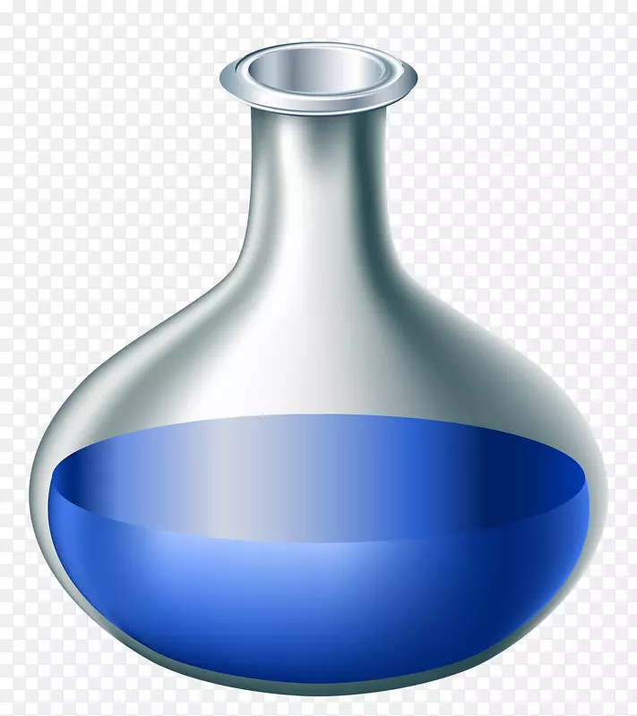 装蓝色液体瓶子