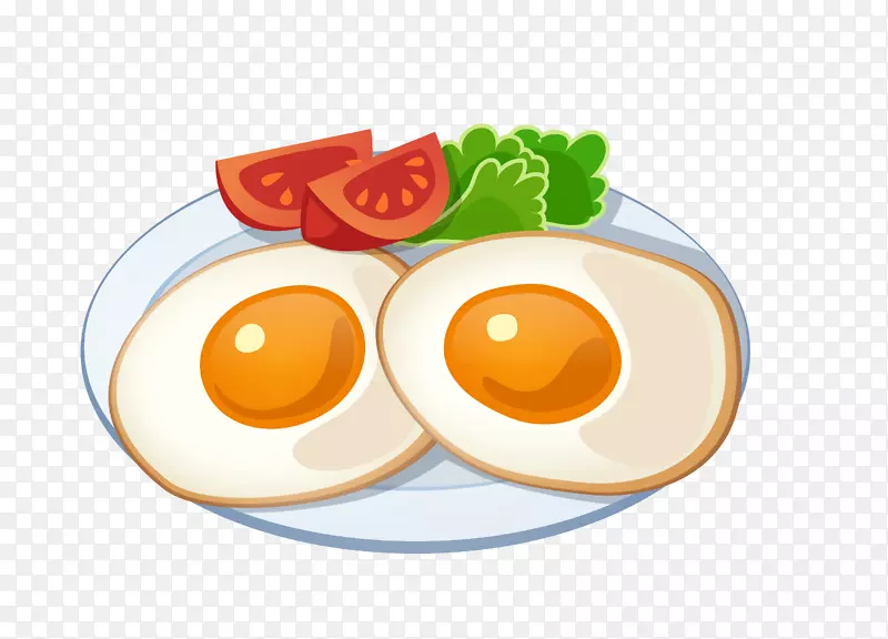 手绘卡通美食早餐两个煎蛋