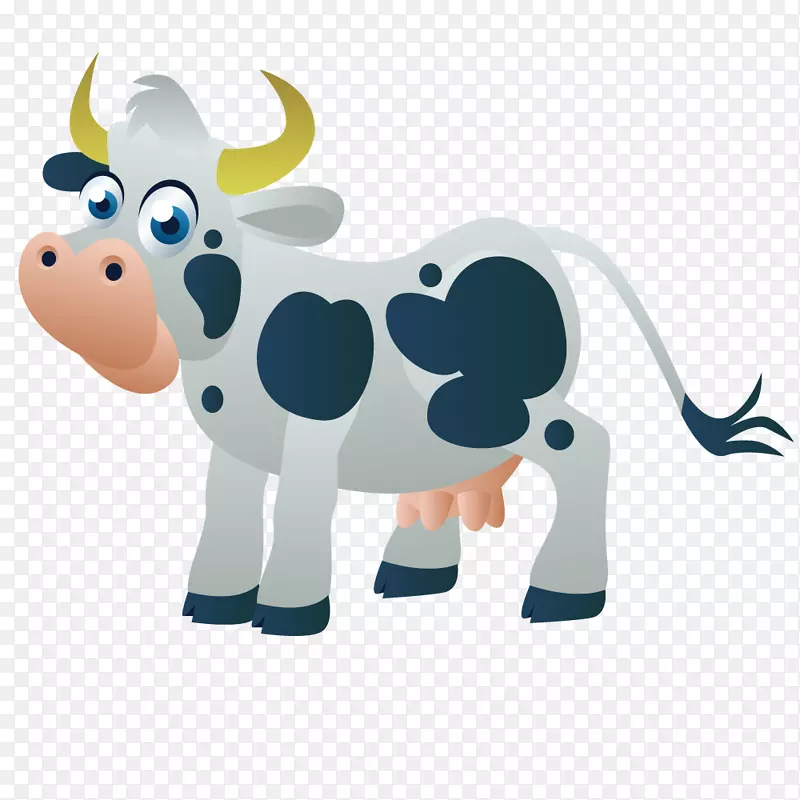 卡通手绘的小奶牛