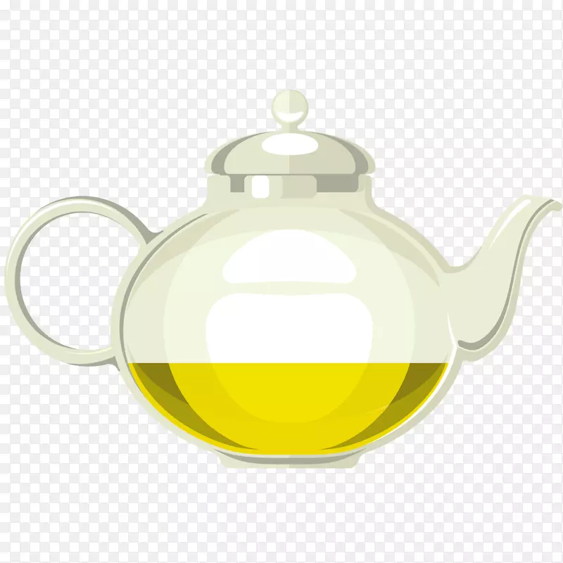 玻璃茶壶和茶水插画