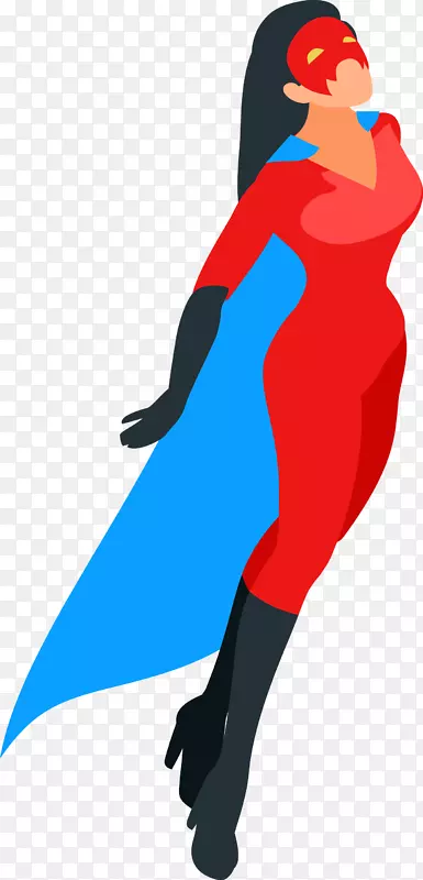 卡通红色服装女超人图