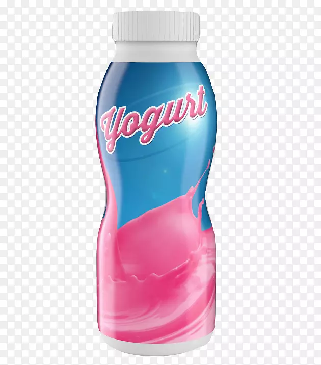 粉色与蓝色图案酸奶瓶