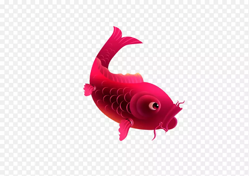红色可爱的鲤鱼PSD素材