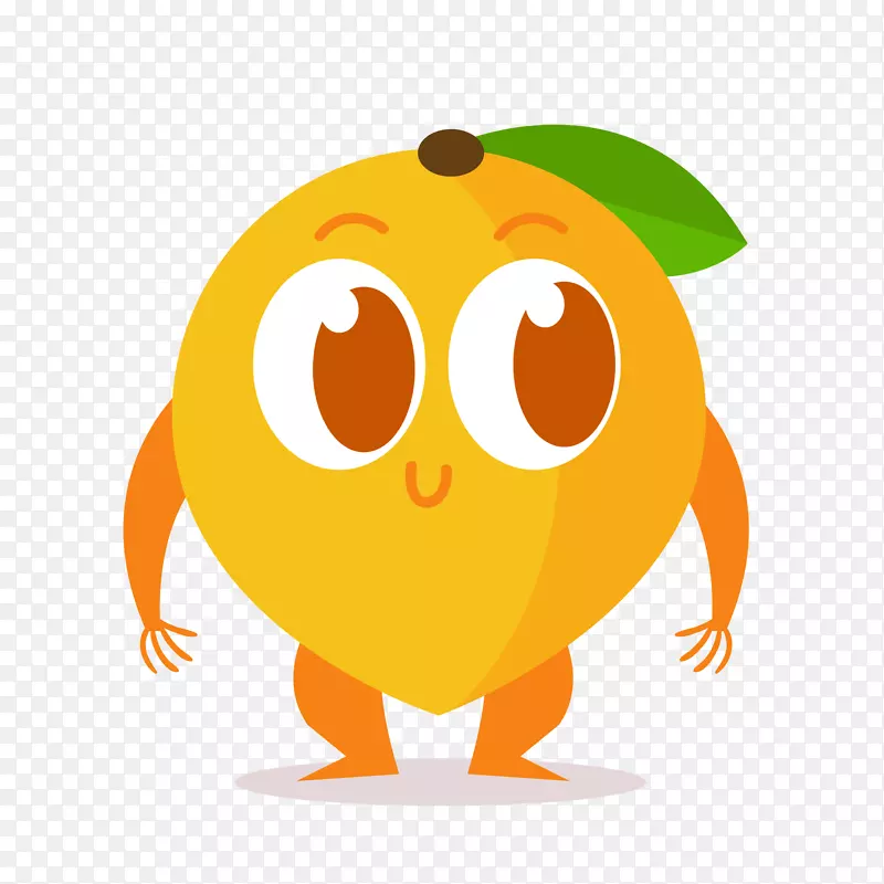 黄色橙子表情矢量图