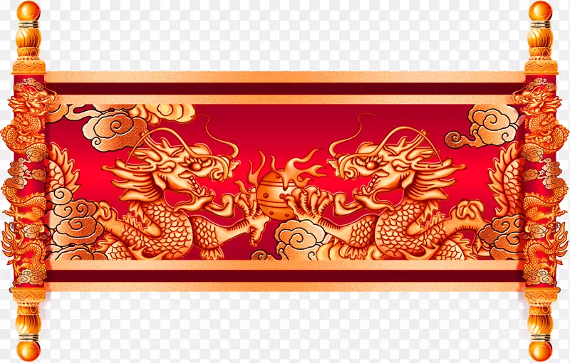 红色中国风圣旨装饰图案